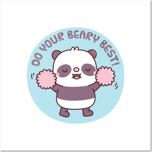 Cute Panda Cheering Do Your Beary Best Pun Posters and Art